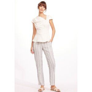 Eva Franko Anthropologie Franky Linen Striped Long Pants with Pockets